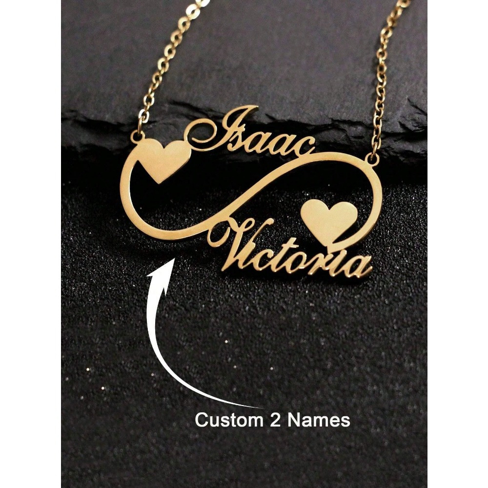 Custom Double Name Infinity Necklace Pendant — Personalized Stainless Steel Gift